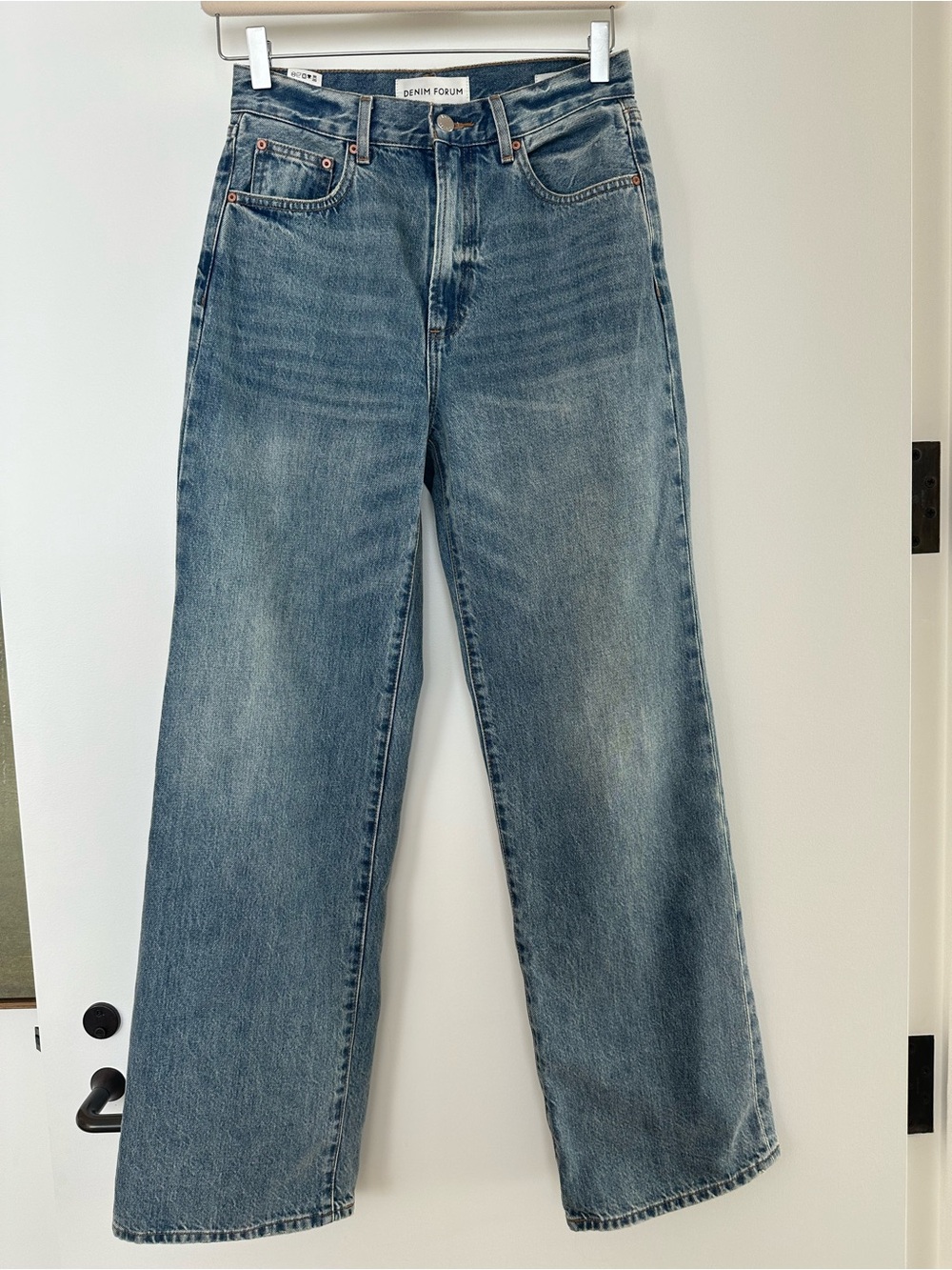 Denim Forum Wide Leg Jeans in Faded Blue